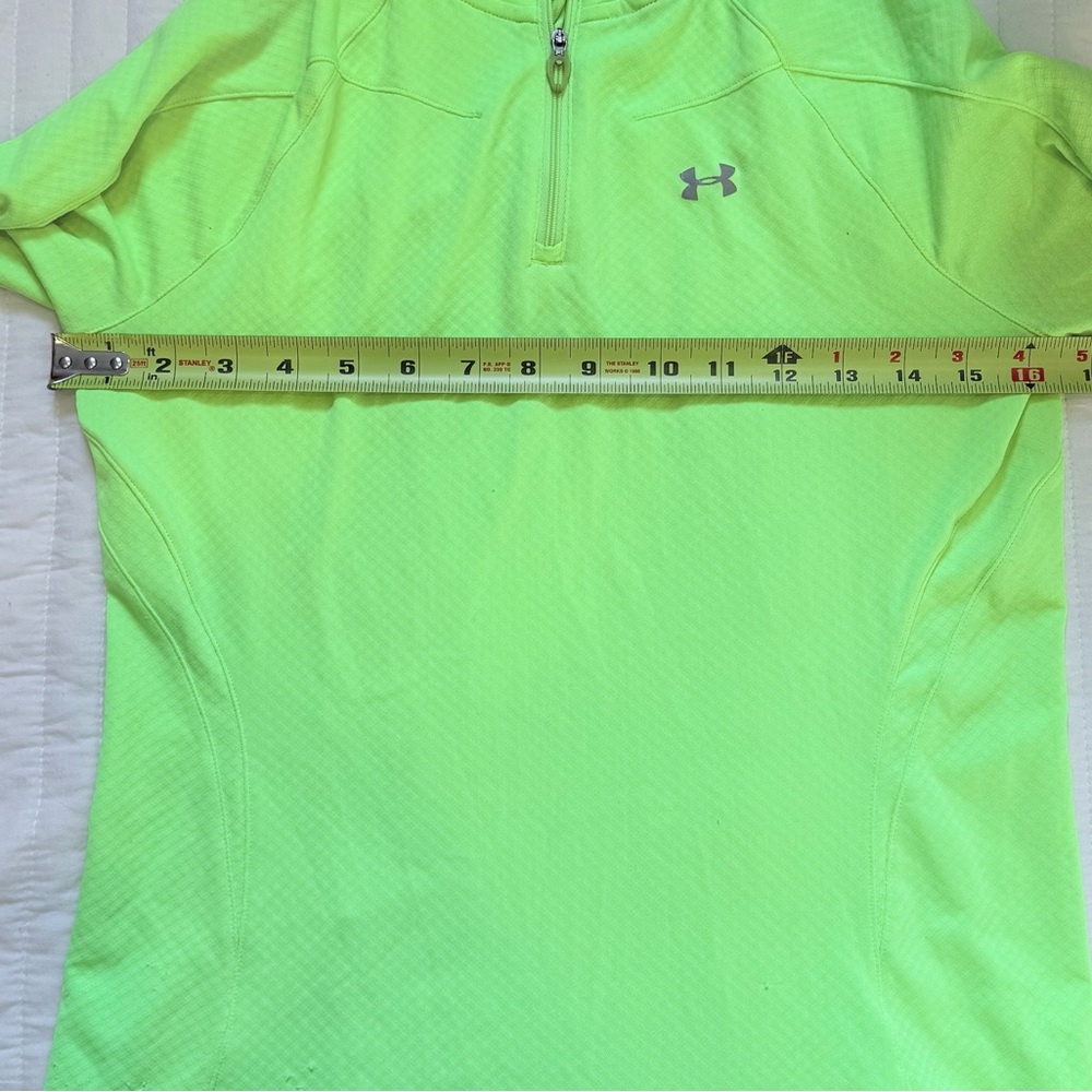 Under Armour Women’s Neon Green Semi-Fitted Heat Gear 1/4 Zip Long Sleeve Sz S - Picture 7 of 11
